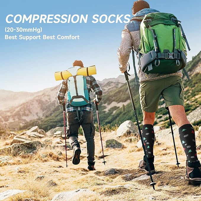 bropite Flora Compression Socks for Women & Men-Knee high 6 Pairs 20-30mmhg Support Running Nurse Travel