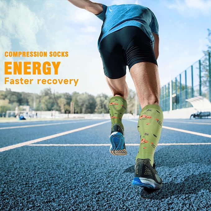 cerpite Compression Socks for Women & Men 6 Pairs Knee High Compression Socks 20-30 mmhg Best for Running,Nurse,Travel
