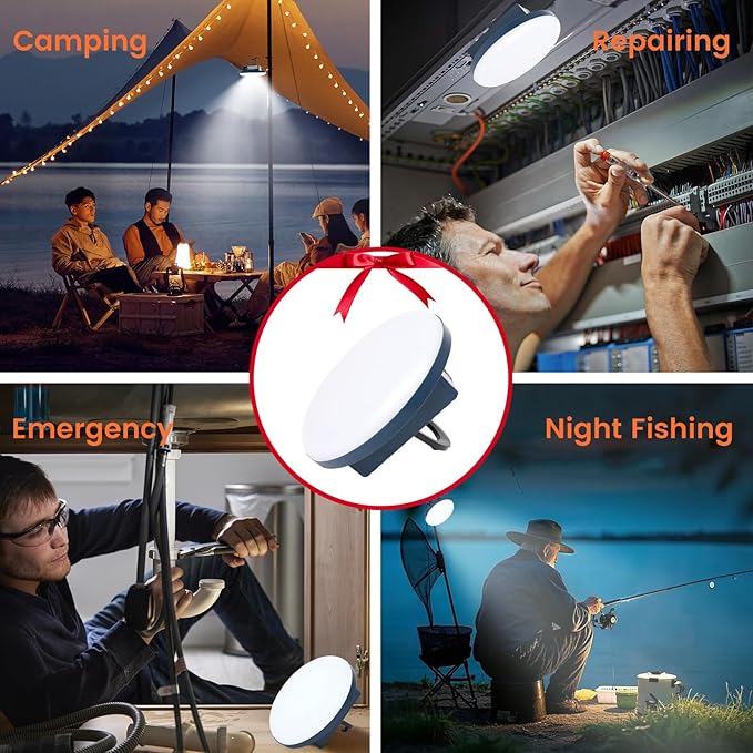 2Pack Tent Light Rechargeable, 60W Camping Lights, Hanging Tent Lights with Magnet, Canopy Lights Outdoor, LED Camping Lantern, Flashlight Portable, Emergency Light for Home Outdoor