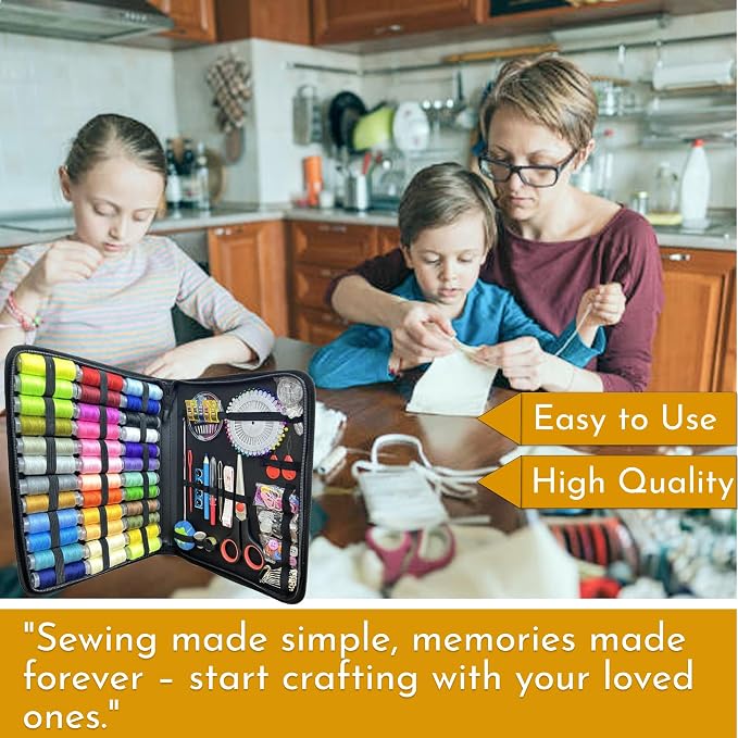 Gemsy Sewing Kit Box | Tailoring Tools Combo with Accessories, Scissors, Thread, Needles, Measuring Tape | Sui Dhaga Portable, Stitching Items Box for Home, Ladies, Multipurpose, Travel (Traditional)
