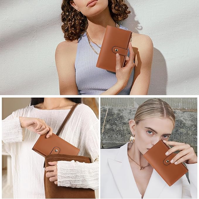 yiijay Wallet Women RFID Blocking Multi Cards Wallet Credit Card Holder for Women Large Capacity Lady Leather Trifold Travel Wallet with Pen Holder