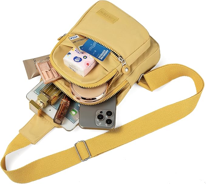 Banelu Small Sling Backpack Crossbody Bags for Women Men, Small Sling Bag Cross Body Bag Fanny Packs Crossbody Purses - Gold