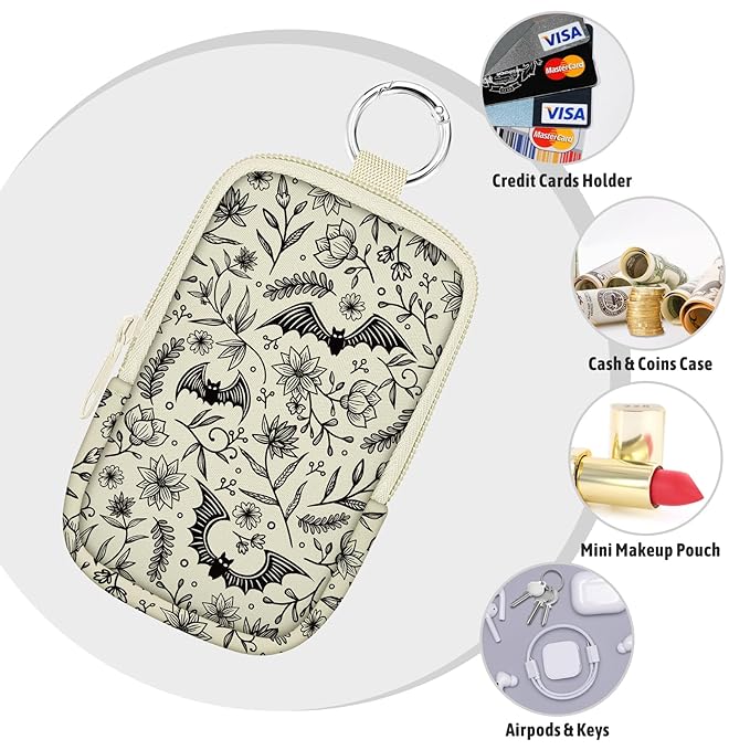 Gothic Bats Hand Sanitizer Spray Case, Cute Hand Sanitizer Holder Zippered Pouch, Fashion Accessory with Snap Hook for Glow Mist and Power Mist 1FL OZ