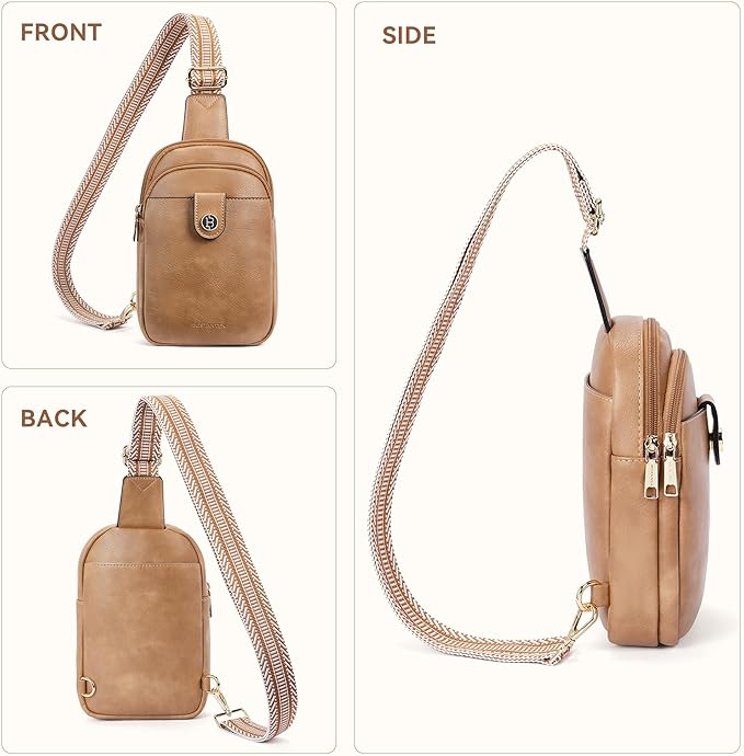 BOSTANTEN Sling Bag Crossbody Bags for Women Trendy Crossbody Purse Leather Chest Bag