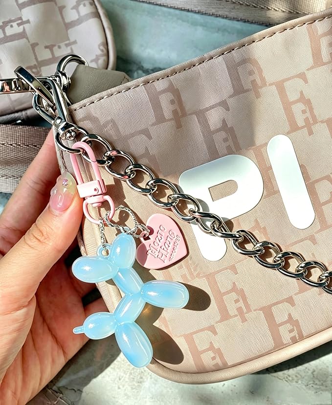 LAEKOU Jelly Balloon Dog Design Keychain for Women, Cute Girls Key Chain, Bag Charms Accessories for Car Purse Backpack
