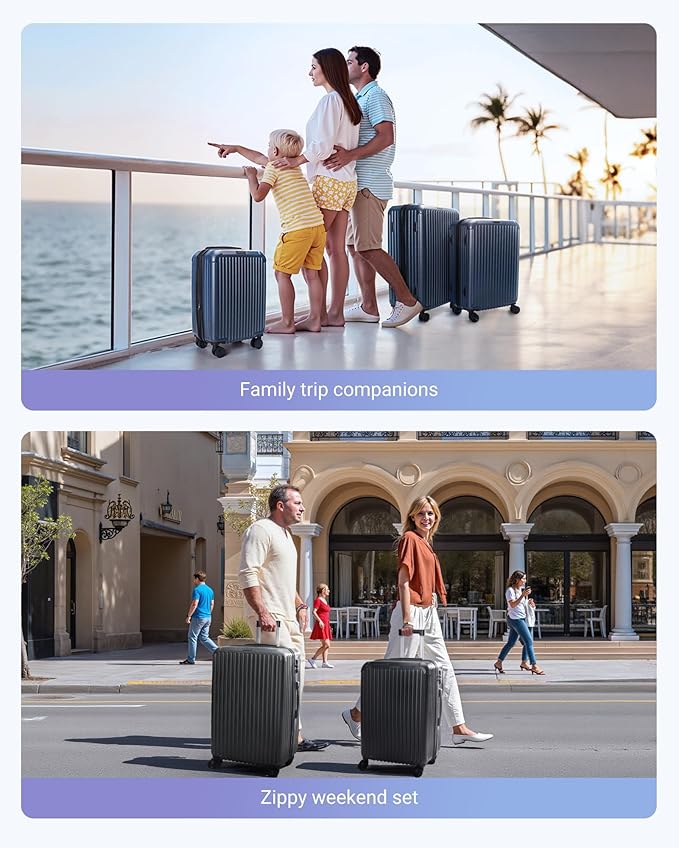LIGHT FLIGHT Luggage Sets, Durable Hard Shell 3 Piece Set Suitcase with Spinner Wheels, Hardside Lightweight Luggage set with TSA Lock, Large Travel Luggage Set (20" 24" 28"),Light Brown