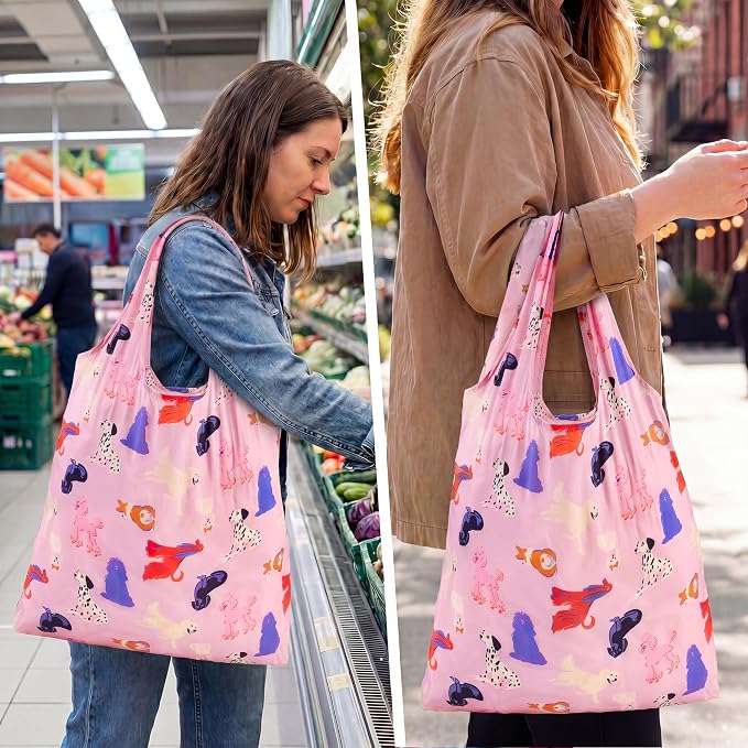 Stelle Lightweight Reusable Grocery Bag with Handles Ripstop Nylon Foldable Tote Shopping Bags for Travel and Groceries