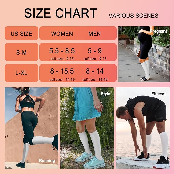 4 Pairs Compression Socks for Women Circulation-Best Support for Nurses,Running,Athletic,Travel