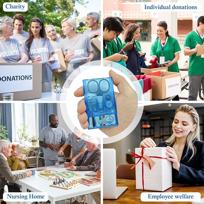 25 Boxes Mini Travel Sewing Kit Quick Fix Sewing Kits Bulk Basic Portable Pre Threaded Needle Emergency Repair Tool for Christmas Gifts Beginner Traveler Home Hotel (Blue)