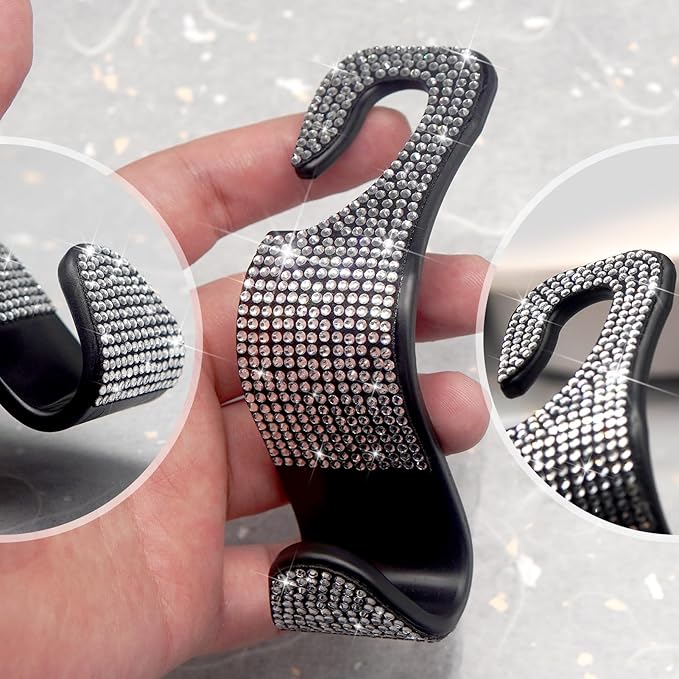 4 Packs Car Purse Hook, Bling Seat Headrest Bag Holder Hanger for Car, Easy Install Car Organizer Accessories Gift for Women (Silvery)