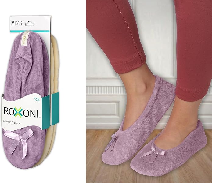 Women's Terry Classic Cotton & Velour Ballerina Slippers (Pack of 2)