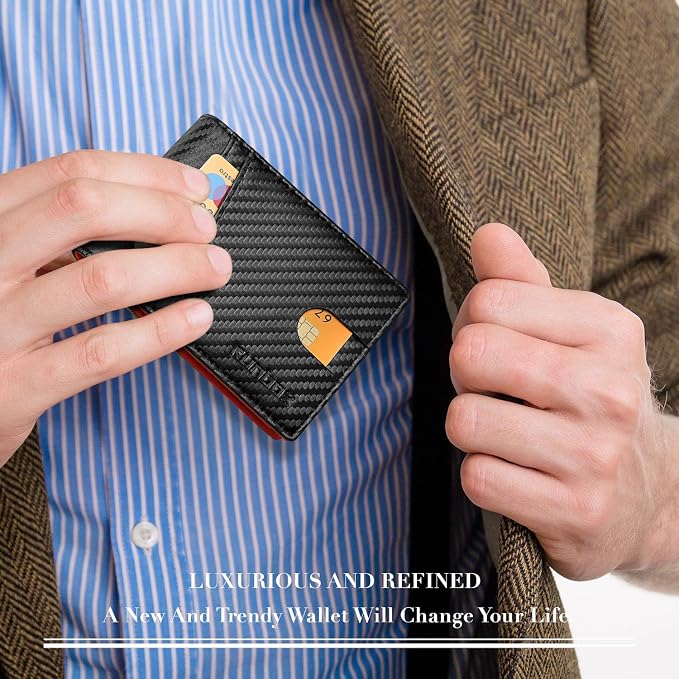 RUNBOX Wallet for Men -Slim Rfid Leather Mens Bifold Novelty Wallets 2 ID Window With Gift Box Men's Accessories | Slim