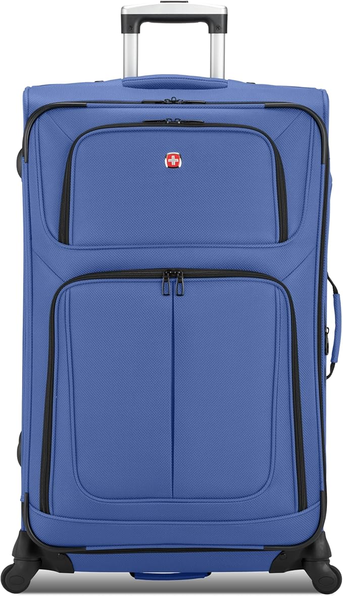 SWISSGEAR Sion Softside Expandable Spinner Luggage Durable Lightweight Travel Suitcase, Regatta, Checked-Large