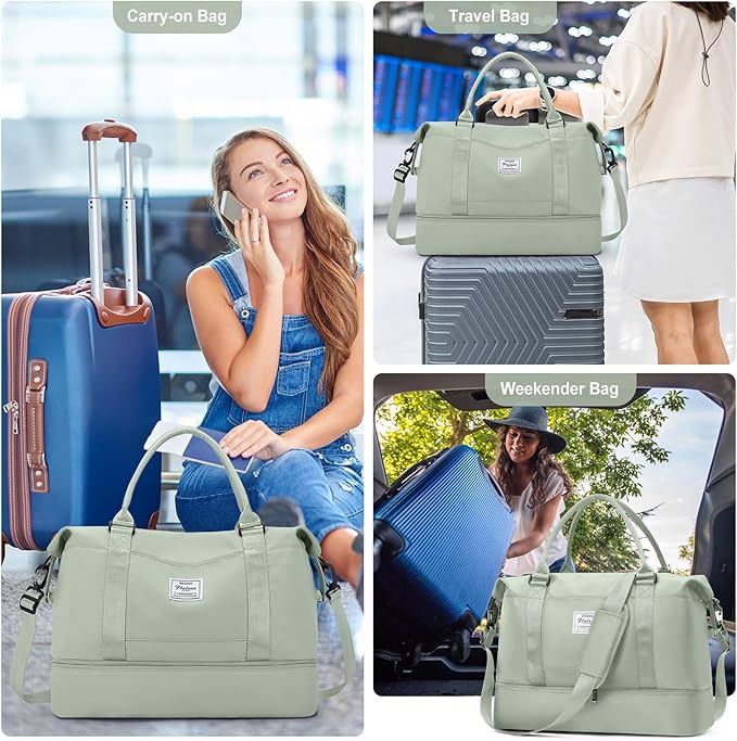 Travel Duffel Bag with Shoes Compartment, Overnight Weekender Bags for Women,Carry on Personal Item Bag