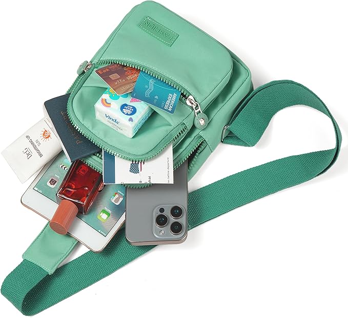 Banelu Small Sling Backpack Crossbody Bags for Women Men, Small Sling Bag Cross Body Bag Fanny Packs Crossbody Purses - Green