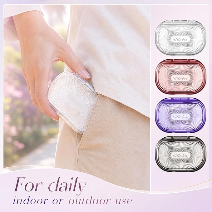 Kigley 4 Pcs Hair Tie Container Small Portable Travel Cotton Swab Holder Dispenser with Lid Plastic Box Storage Containers for Small Items, 3.94 x 2.76 Inch (Light Colors)