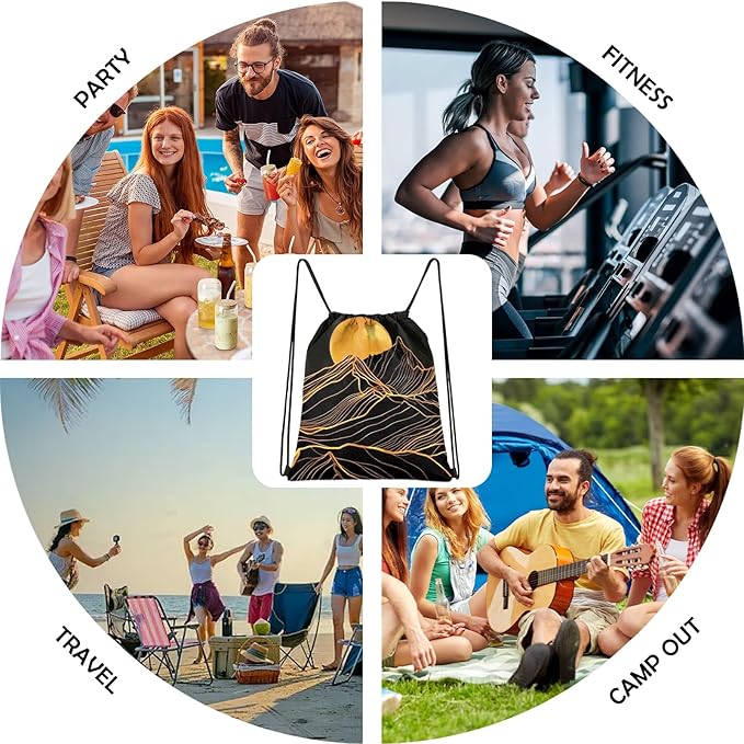 Drawstring Backpack Draw String Sports Bags for Gym Travel Beach Waterproof Cute Sackpack Men Women Aesthetic (13"×17")-Sunset