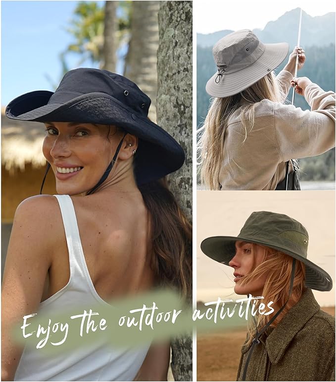 FURTALK Womens Sun Hat with Ponytail Hole Beach Hiking Summer Wide Brim UPF 80+ Outdoor Protection Foldable Bucket Hat