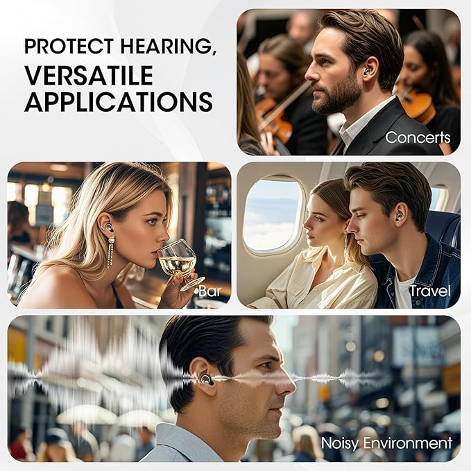 Ear Plugs for Sleeping Noise Cancelling, Soft Ear Plugs for Concert, 45dB Reusable for Noise Reduction with 8 Ear Tips, Silicone Hearing Protection Earplugs for Sleep, Work(Graphite)