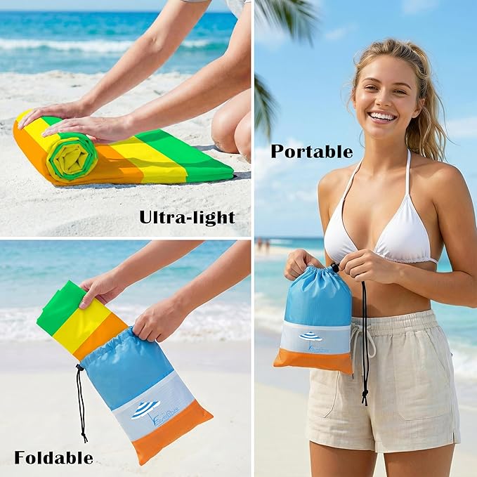 Famstar Beach Blanket Oversized Extra Large 78"X81"/10'X9',Waterproof Sandproof Beach Blanket 2-8 Adults Lightweight Durable for Travel Camping Hiking Picnic