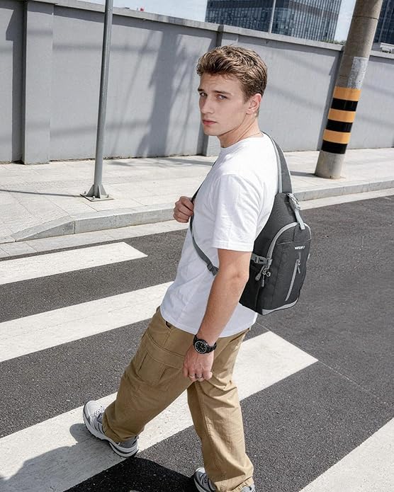 WATERFLY Sling Bag Crossbody Backpack: 8L RFID Anti Theft Cross Body Shoulder Bag Travel Crossover Side Bag for Men Women