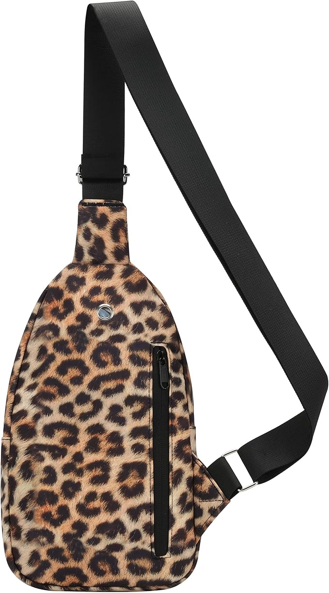 MAXTOP Crossbody Bags for Women Lightweight Sling Chest Bag Fanny Packs for Travel Casual Outdoors Leopard Brown