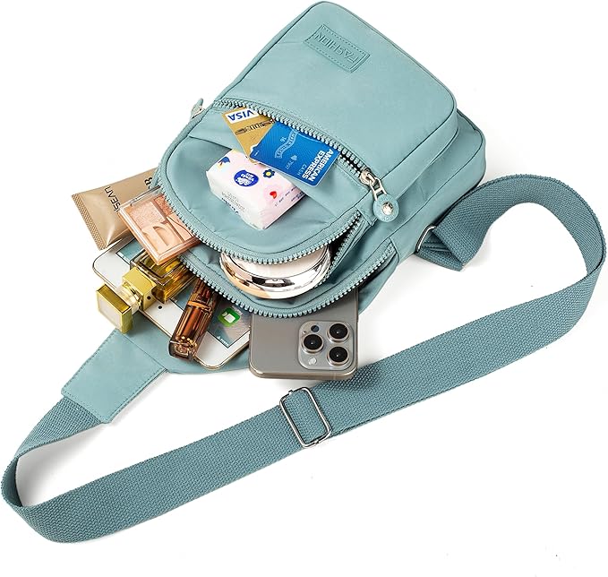 Banelu Small Sling Backpack Crossbody Bags for Women Men, Small Sling Bag Cross Body Bag Fanny Packs Crossbody Purses - Lights Blue