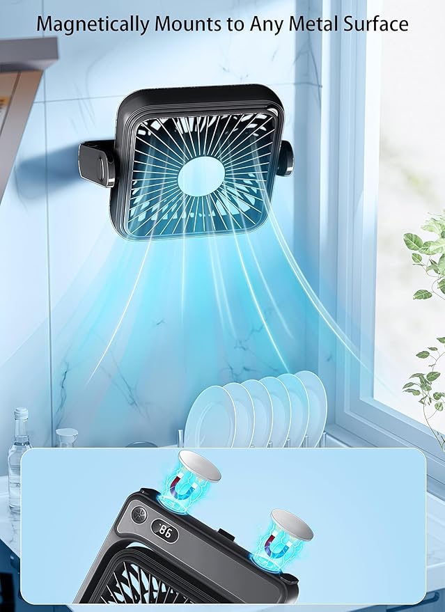 Magnetic Cruise Approved Fan, 5000mAh Ultra-Slim Travel Fan Rechargeable, 4-Speed, Hook Design, Portable Fan for Cruise Ship Cabin, Bedroom Sleeping, Camping, Travel & Cruise Essentials 2026