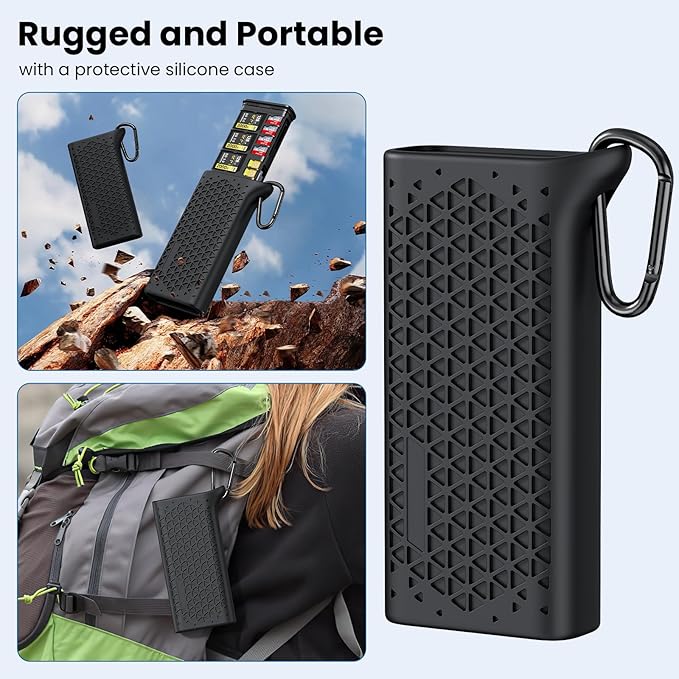 CFexpress Type A Card Reader with Memory Card Storage Case, USB-C 10Gbps High-Speed Reader, Protective Silicone Shell, Portable All-in-One Organizer for Photographers & Videographers