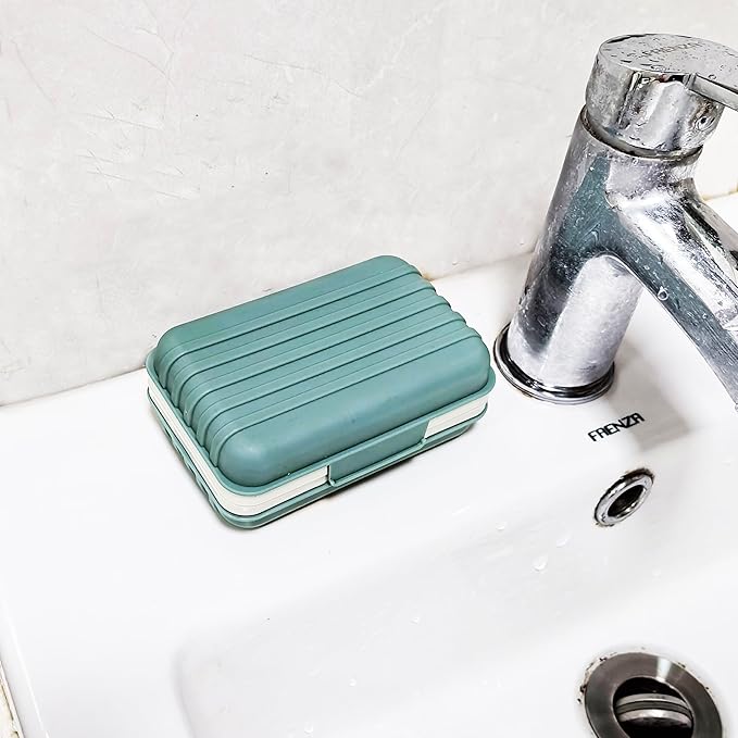 2 Pack Soap Holder Dish with Lid Draining Soap Box for Shower Compact Travel Soap Case for Camping, Gym, Hiking, Portable, Leakproof, Blue