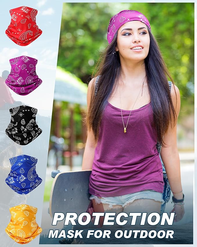 Cuffbow 12 Pack Neck Gaiters Face Mask Balaclava for Men Women Cooling Neck Gaiter Summer UV Protection Scarf