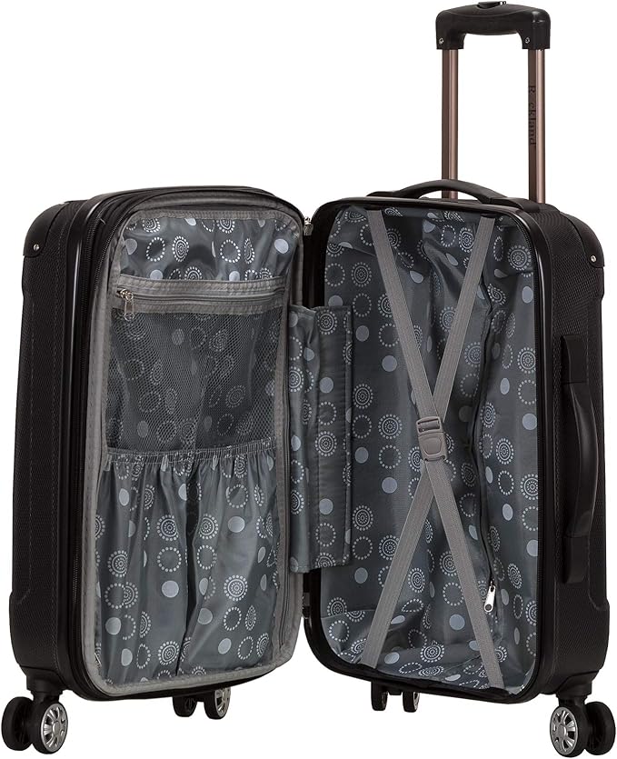 Rockland London Hardside 3 Piece Expandable Spinner Wheel Luggage Set, (20"/24"/28"), Black