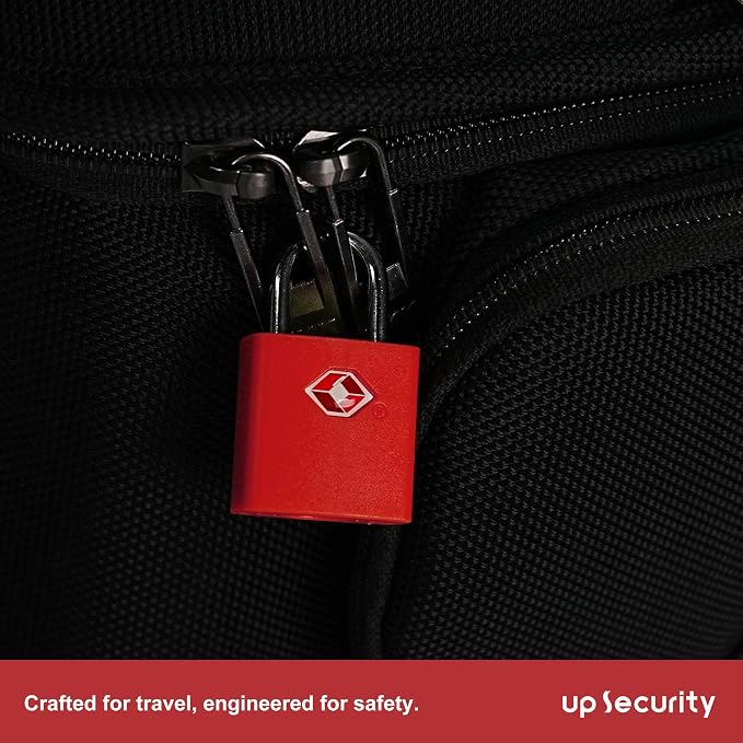TSA Locks for Luggage with Key, Travel Luggage Locks TSA Approved 4 Pack, Small Padlock with Key, Same Keyed Mini Padlock for Suitcase, Backpack, Bag, Purse, Tent, Zipper, Tool Box (Red)