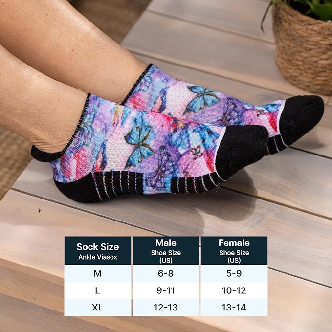 Viasox Ankle Compression Socks for Women & Men 3 Pack, 14 mmHg Support Improves Circulation, Extra Cushioned