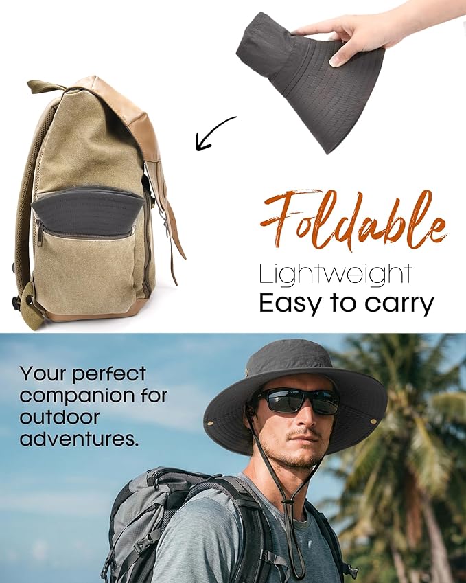 FURTALK Sun Hats for Men Fishing Hat UPF 80+ Foldable Wide Brim Outdoor Hiking Beach Summer Hats