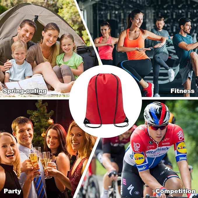 2PCS Drawstring Bags Bulk, String Backpack for Men Women, Cinch Bag Draw String Back Bag for Gym, Sports, Travel, Swimming, Beach, XL, Red