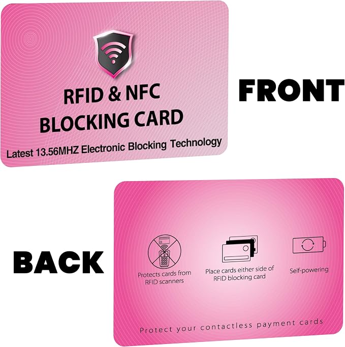 SaiTech IT 10 Pack RFID Blocking Card, Protect Your Entire Wallet, Purse, and Cards from NFC Contactless Theft Wallet for Men & Women - Pink