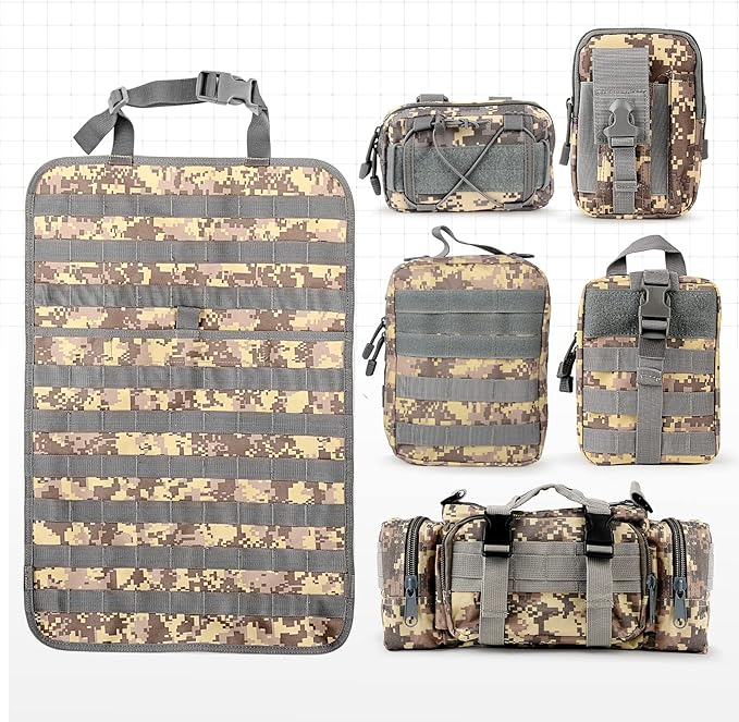 MAIKER Tactical Car Seat Back Organizer, Upgrade Tactical Vehicle Panel Organizer with 5 Detachable Molle Pouch, Universal fits for Most of Vehicle