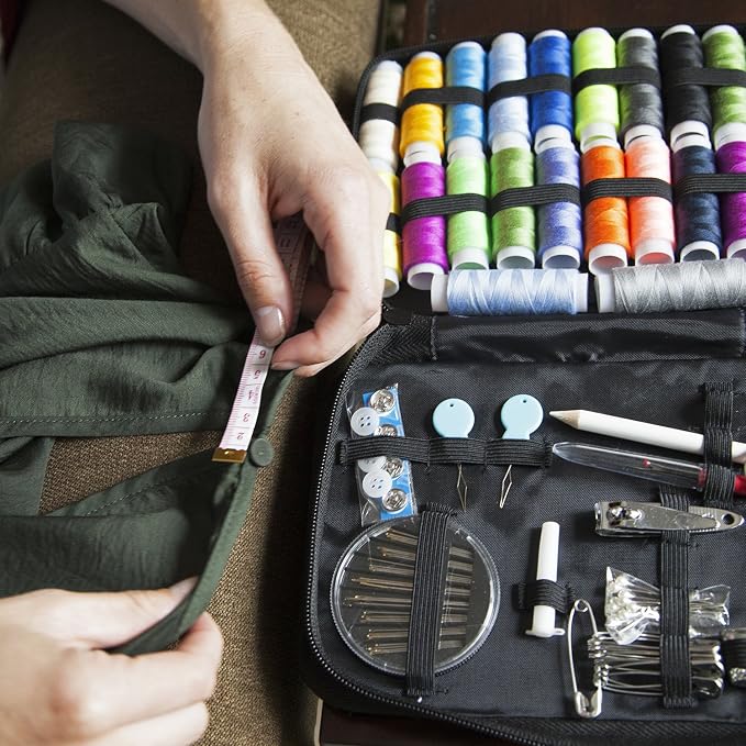 VelloStar Sewing Kit for Adults – Easy to Use Needle and Thread Kit, 24 Color Threads, 30 Needles, Scissors, Mini Travel Sewing Set for Emergency Repairs