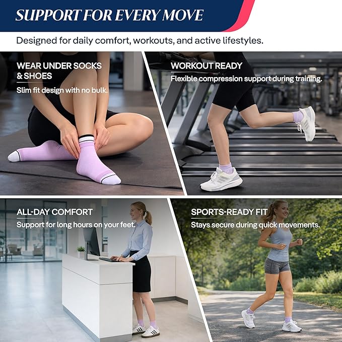 COOLMATE Ankle Support Light Compression Socks for Women and Men, Toeless Arch Support Sleeve for Running, Walking, Workout