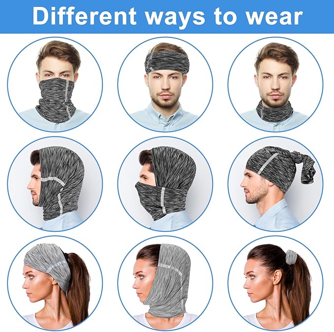 SATINIOR 4 Pcs Neck Gaiter Face Mask for Men Reflective Face Cover Scarf Summer UV Sun Protection Balaclava Bandana for Work