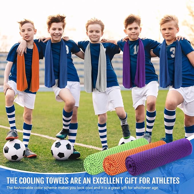 Hosuly 6 Pack Cooling Towels 40" x 12" Sport Towels, Cooling Rag for Neck and Face Ice Breathable Chilly Portable Neck Wraps for Yoga(Bright Color)