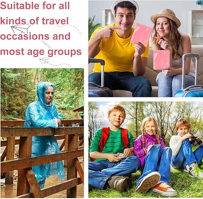 Handepo 150 Pack of Adult Rain Ponchos with Hood, Disposable Rain Ponchos, Plastic Raincoat Poncho for Adult Homeless