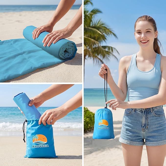 Aroveea Beach Blanket Waterproof Sandproof 1-7 Adult Oversized 78''X81''/10'X9' Lightweight Durable Compact Sand Free Beach Mat for Travel Camping Hiking Picnic Blanket