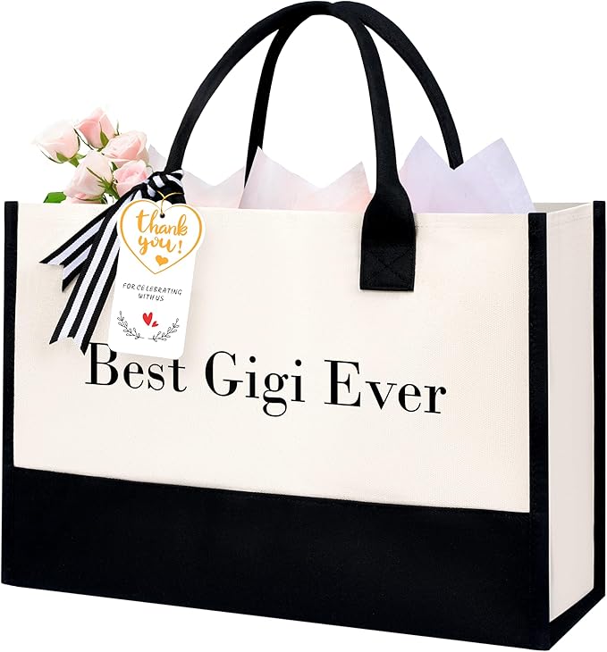 BAGAIL Initial Tote Bag, Personalized Birthday Gifts for Women, Teacher, Friends, Mom, Wedding, Monogrammed Beach Bag