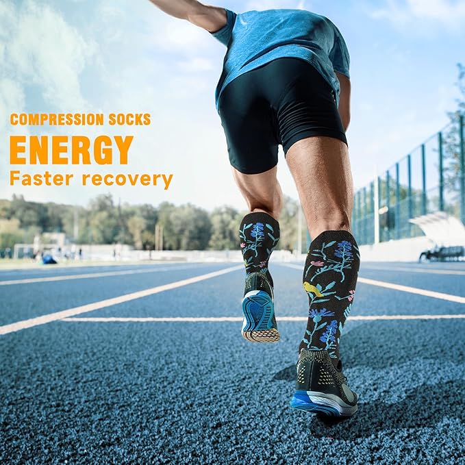 cerpite Compression Socks for Women & Men 6 Pairs Knee High Compression Socks 20-30 mmhg Best for Running,Nurse,Travel