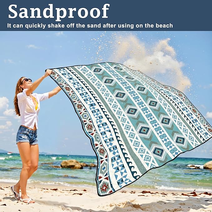 SAMSIER Large Outdoor Picnic Blankets Waterproof Foldable, Beach Blanket Sandproof Portable, Picnic Mat Washable for Camping (80"×80", Thickened)