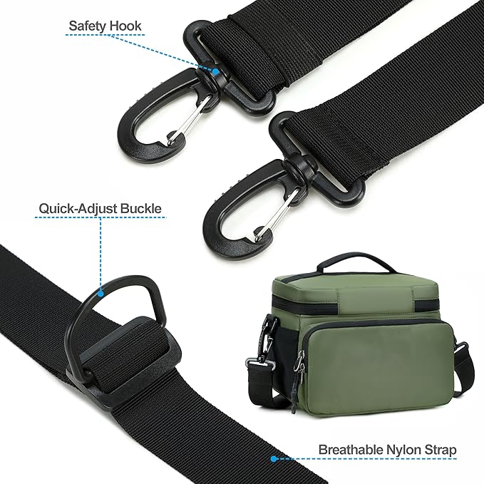 Padwa Lifestyle Green Small Portable Camera Bag - Compact Nylon Camera Photography Bag Weather Resistant with Lens Compartment,Casual Camera Bag for Small Digital,SLR,Mirrorless Cameras