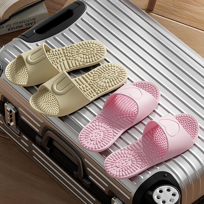 Shower Shoes Travel Foldable Portable Non Slip Slippers for Hotel Guests Swimming Spa Unisex Men Women Lightweight EVA Bathroom Slides Quick Drying Water Resistant Footwear