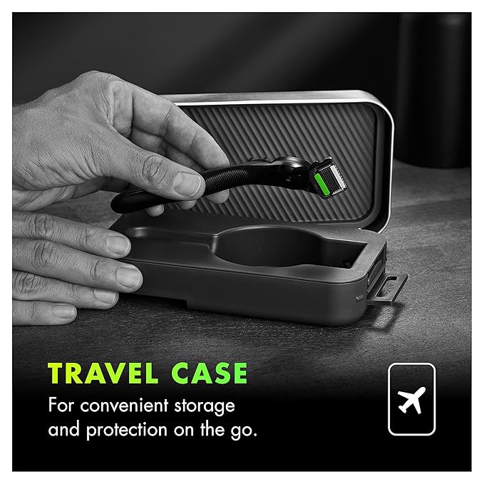 Gillette Labs Shaving Kit for Men, Storage on the Go, Includes Travel Case, 1 Handle, 3 Razor Blade Refills, and Premium Magnetic Stand
